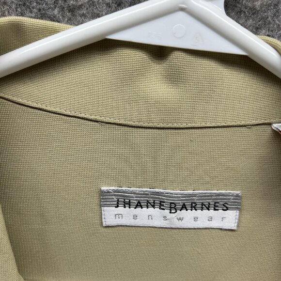 Jhane Barnes Shirt Men Large Khaki Casual Tan Beige Button Down Preppy Silk - Picture 5 of 12